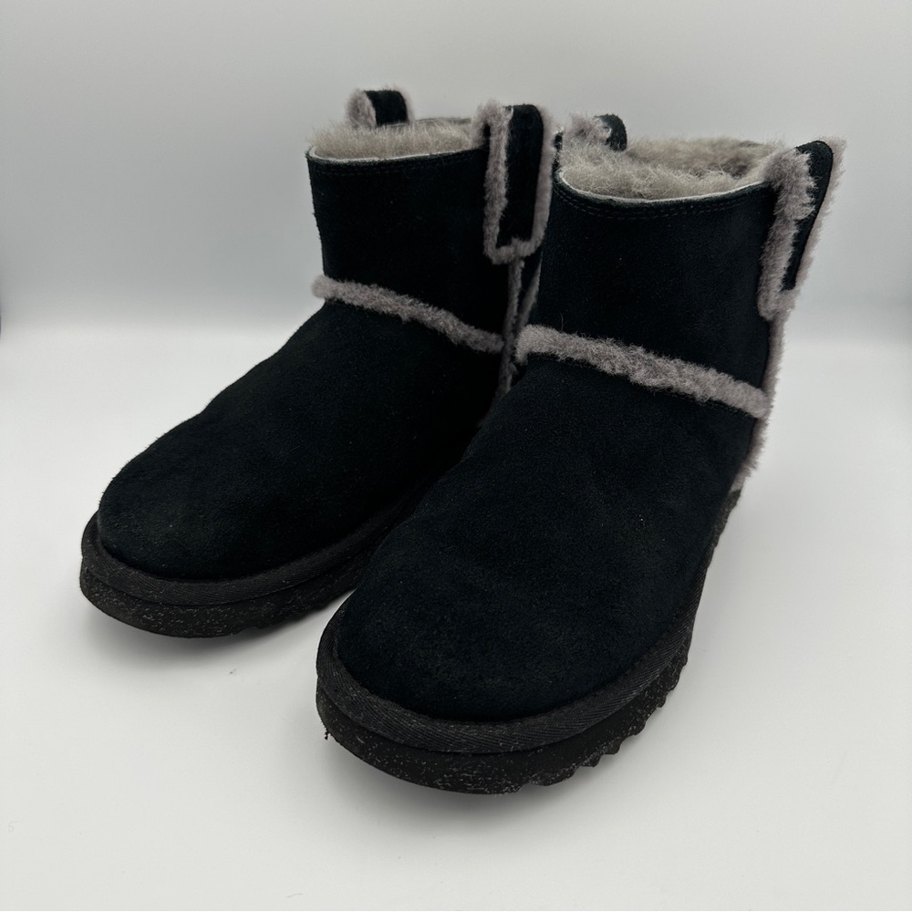 Women's Black Shearling-Lined Suede Ankle Boots